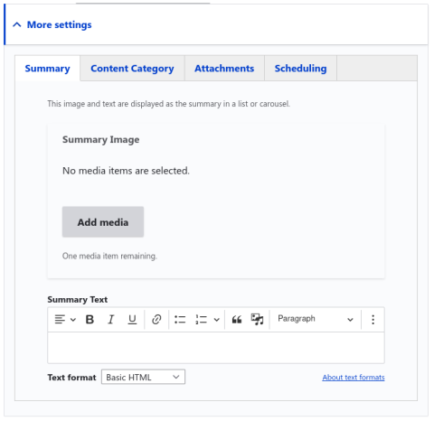 Gutenberg Article+ and Newsletter More Settings Summary Tab