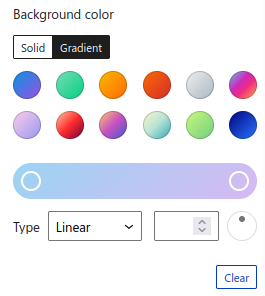 Gutenberg block background gradient selector