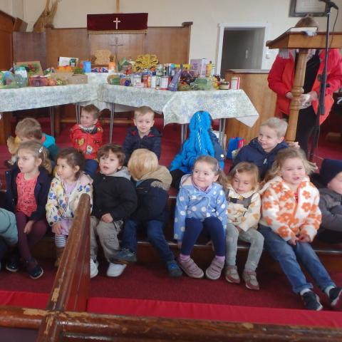 Children at harvest service