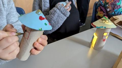 children doing craft activities