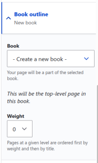 screenshot of Book Outline Settings