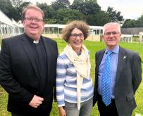 L-R URC General Secretary the Revd Dr John Bradbury, Ms Catriona Wheeler and East Midlands Synod Moderator the Revd Geoffrey Clarke at The Hayes Conference Centre, Derbyshire on the occasion of Catriona's election to serve as Moderator of General Assembly 2025-6